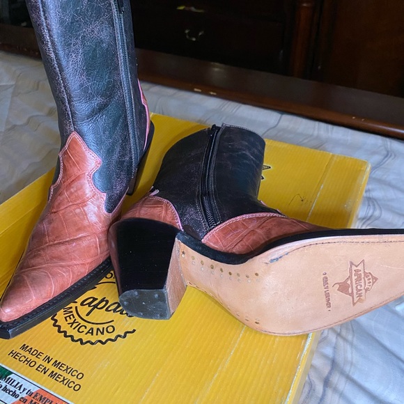 Genuine exotic crocodile women’s cowboy western vaquero boots pink brown 6 1/2 7 - Picture 5 of 8